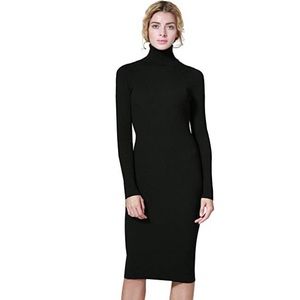 Black ribbed turtleneck sweater dress